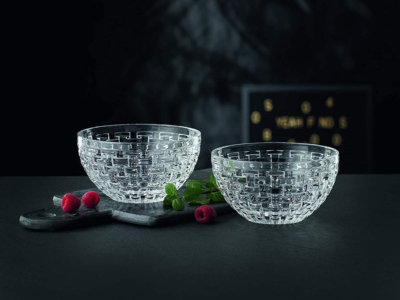 Nachtmann Bossa Nova Collection Bowl | Set of 2 Clear Crystal Glass Bowls | Basket Weave Glass Design | 6 Inch Mixing and Serving Bowl for Salad, Fruit and Snacks | Dishwasher Safe - Image 4
